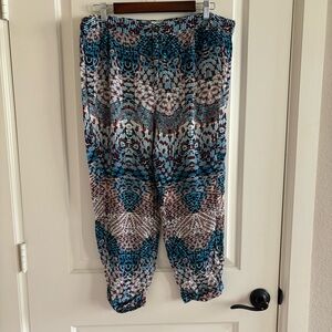Elevenses Anthropologie teal woven pants size 14 EUC